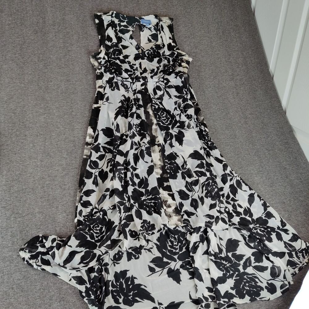 Lot of2 Simply Vera Wang Empire Waist Asym Flowy Dresses XL Black Purples Floral - Picture 4 of 7